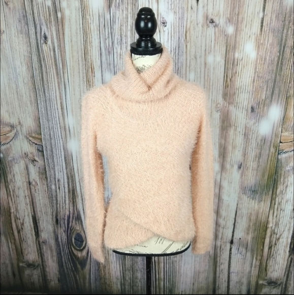 FREEWAY Blush Pink Cowlneck Knit Eyelash Sweater - Picture 1 of 8